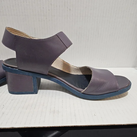Camper Maude Violet purple Blue Mid Block Heel Retro Shoes Sandals Sz 40 - Picture 6 of 16